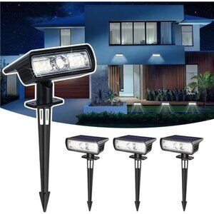 Solar Spot Lights Outdoor Waterproof Solar Flood Landscape Lights Cool White